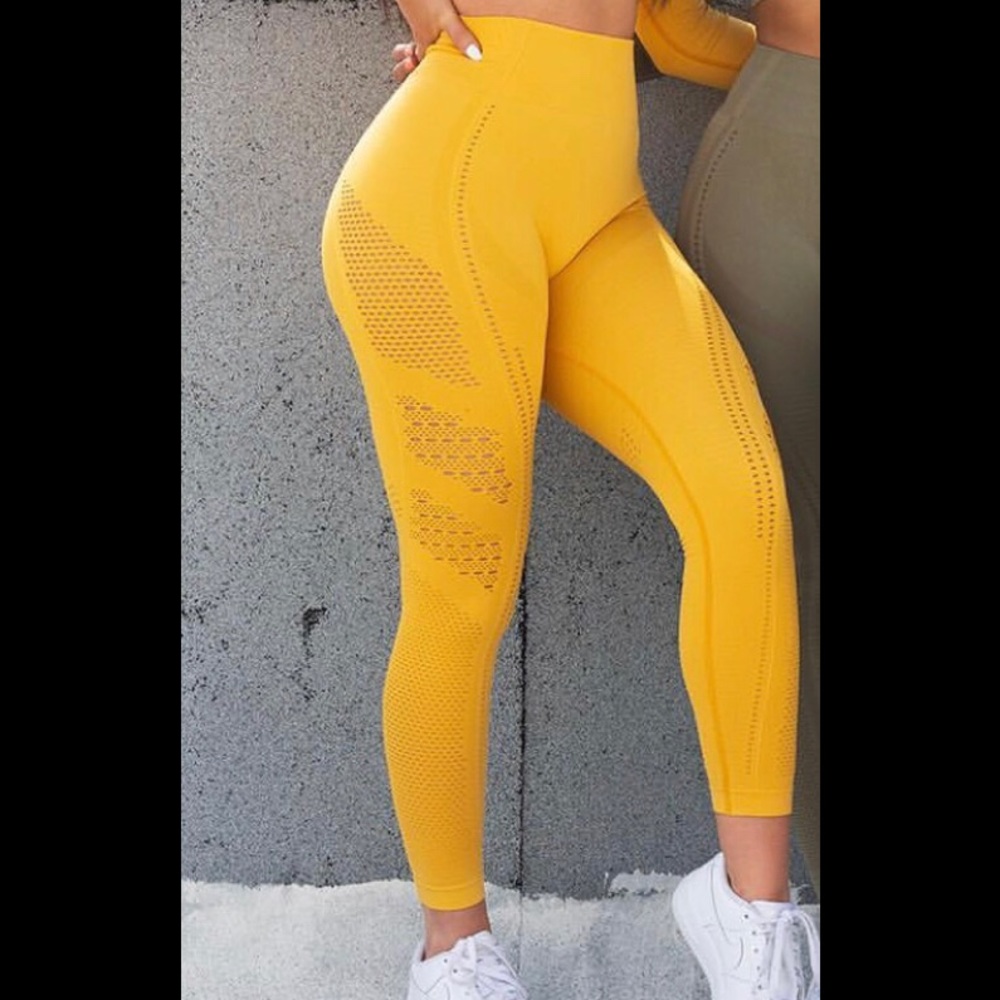 Gymshark flawless knit tights yellow citrus small